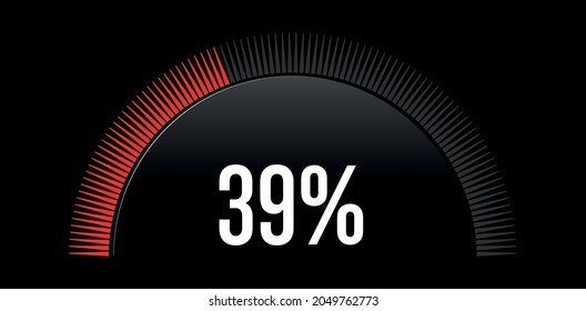 Percent circle diagram showing 39% - circle arc percentage diagrams - ready to use for web design, user interface (UI) or infographic - Indicator in red color