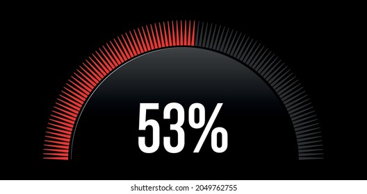 Percent circle diagram showing 53% - circle arc percentage diagrams - ready to use for web design, user interface (UI) or infographic - Indicator in red color