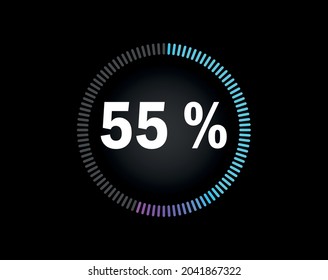 Percent circle diagram showing 55% - indicator with blue to pink gradient