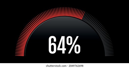 Percent circle diagram showing 64% - circle arc percentage diagrams - ready to use for web design, user interface (UI) or infographic - Indicator in red color