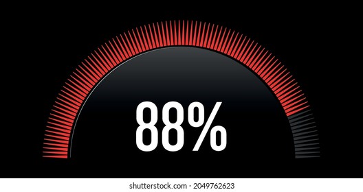 Percent circle diagram showing 88% - circle arc percentage diagrams - ready to use for web design, user interface (UI) or infographic - Indicator in red color