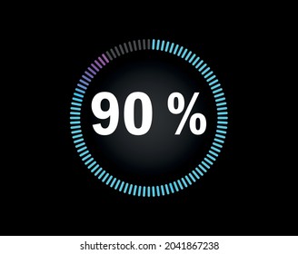 Kreisdiagramm mit 90 % - Indikator mit blauem bis rosafarbenem Farbverlauf