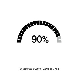 Percent circle diagram showing 90% , 90% circle arc percentage diagrams ,ready to use for web design, user interface (UI) or infographic.