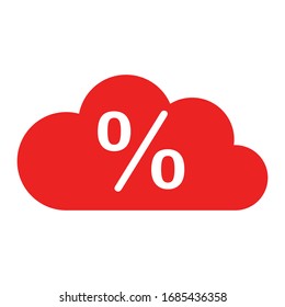 Percent and cloud on white