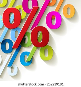 Percent colored paper corner on white background