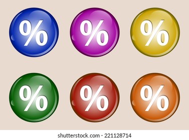 percent  colorful web icon set button vector