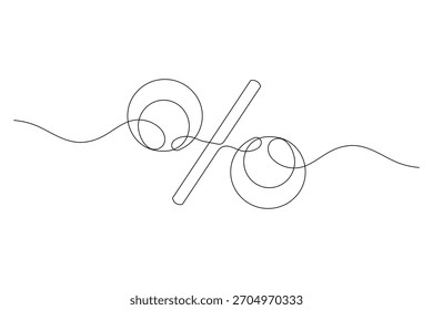 Percent continuous single line art for business finance