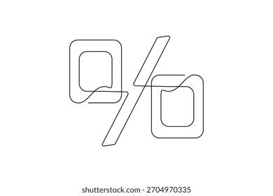 Percent continuous single line art for business finance