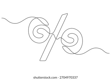 Percent continuous single line art for business finance