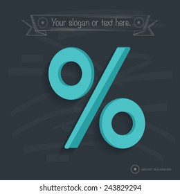 Percent design on blackboard background, clean vector