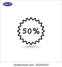  Percent discount icon vector.
