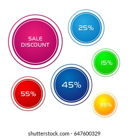 Percent discount, set collection stickers