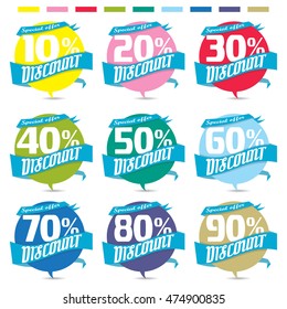 Percent discount sign badge.Sale label Special offer banner.Paper ribbon vector illustration. commercial badge label sale sticker. ehop bargain shopping sticker bagge label buy sale price 