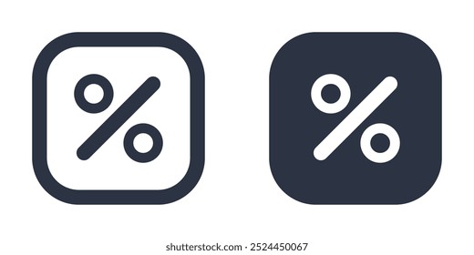Prozentuale oder Discount einfache Symbole in gefüllt, Umriss, Linie und Strich Stil entworfen