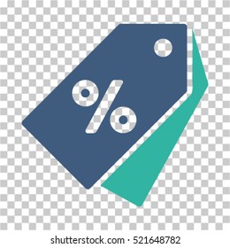 Percent Discount Tags icon. Vector pictogram style is a flat symbol, color, chess transparent background. Designed for software and web interface toolbars and menus.