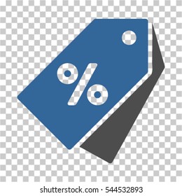 Percent Discount Tags icon. Vector pictograph style is a flat symbol, color, chess transparent background. Designed for software and web interface toolbars and menus.
