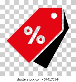 Percent Discount Tags icon. Vector illustration style is flat iconic bicolor symbol, intensive red and black colors, transparent background. Designed for web and software interfaces.