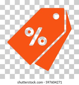 Percent Discount Tags icon. Vector illustration style is flat iconic symbol, orange color, transparent background. Designed for web and software interfaces.