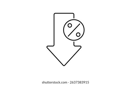 Percent down arrow editable outline icon isolated on transparent background. vector illustration.	
