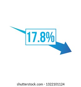 Percent down arrow icon. Percentage, arrow, reduction. Banking concept. Can be used for topics like investment, interest rate, finance