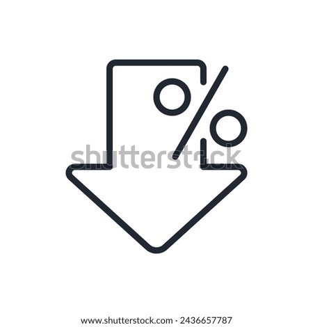 Percent down arrow sign editable stroke outline icon isolated on white background flat vector illustration. Pixel perfect. 64 x 64
