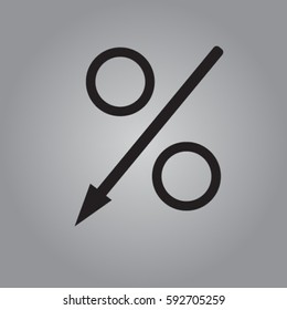 Percent Down Icon Decreasing Percentage Vector Stock Vector (Royalty ...