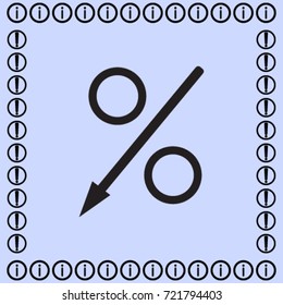 Percent down icon, decreasing percentage vector illustration