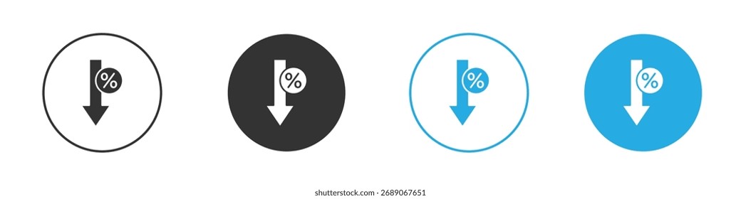 Percent down icon. Graphic icon design template