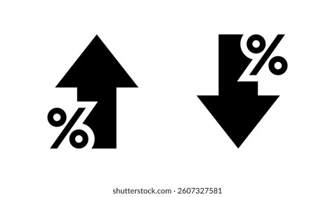 Percent up and down icon isolated on white background. Percentage arrow growth and decline sign symbol