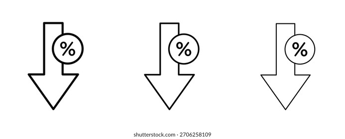 Percent down icon linear style sign for mobile concept and web design.