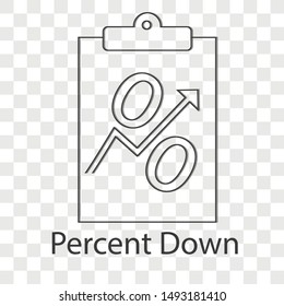 Percent down icon on transparency background. Line vector illustration for web page.