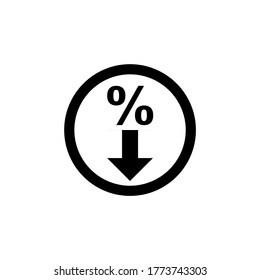 Percent down icon on white background 