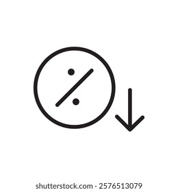 Percent down icon Outline vector for web ui