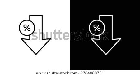 Percent down icon pack in editable strokes
