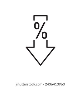 Percent down icon, template for graphic and web design. vector illustration