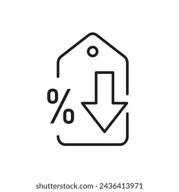 Icono de porcentaje abajo, plantilla para diseño gráfico y web. ilustración vectorial