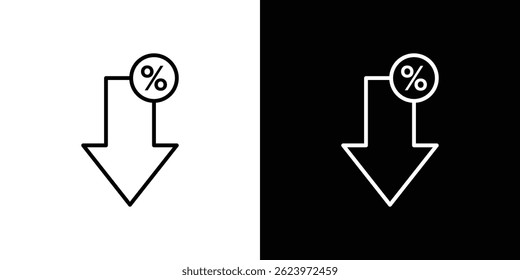 Porcentaje abajo icono Vector, ilustración logo Plantilla en estilo de moda