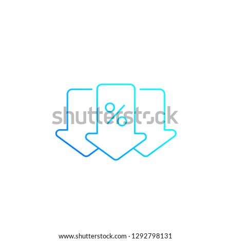 percent down, line icon with arrows