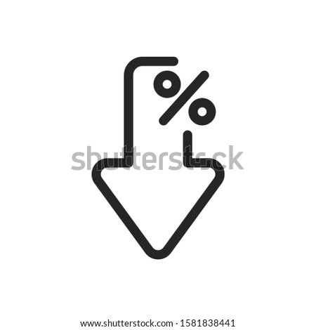 Percent down line icon. Financial icon. Vector illustration.