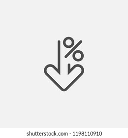 Percent down line icon isolated on white background. Vector illustration. Eps 10. 