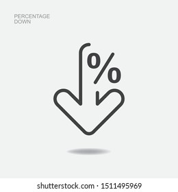 Percent down line icon isolated on white background. Vector illustration.