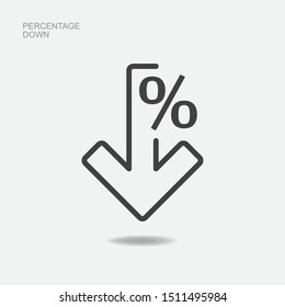 Percent down line icon isolated on white background. Vector illustration.