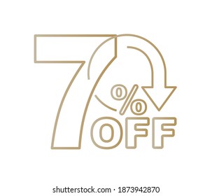 Icono de línea descendente porcentual aislado en el fondo. Diseño de plantillas de banner de venta. Ilustración de vectores de banner de oferta especial. ilustración.
