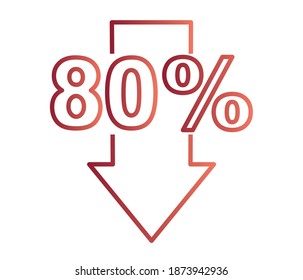 Icono de línea descendente porcentual aislado en el fondo. Diseño de plantillas de banner de venta. Ilustración de vectores de banner de oferta especial. ilustración.

