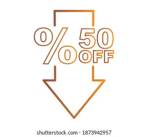 Icono de línea descendente porcentual aislado en el fondo. Diseño de plantillas de banner de venta. Ilustración de vectores de banner de oferta especial. ilustración.
