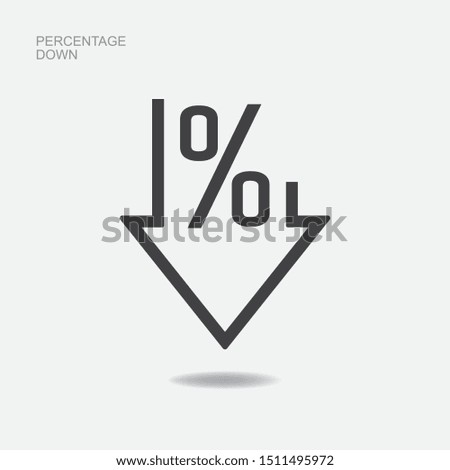 Percent down line icon isolated on white background. Vector illustration.
