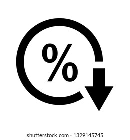 Percent down line icon. Percentage, arrow, reduction. Banking concept .