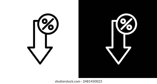 Percent down line icon vector illustration set.