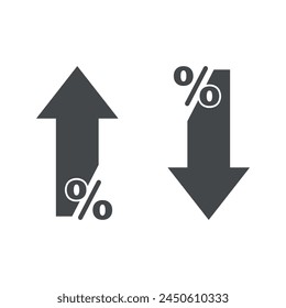 Percent down and up in line style. Concept of icons procent low and high. Vector illustration