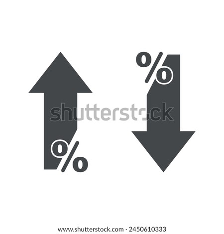 Percent down and up in line style. Concept of icons procent low and high. Vector illustration